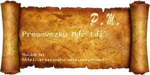 Presovszky Máté névjegykártya