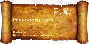 Presovszky Máté névjegykártya